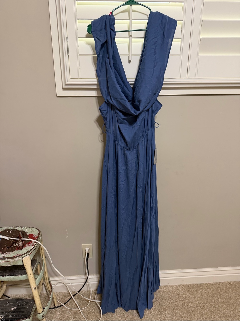 Meghan Los Angeles Women's Blue Cowl Maxi Dress xl new formal elegant evening